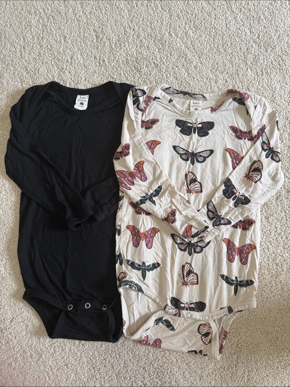 Kate Quinn Black + Butterfly/Moth Print Bodysuit Set